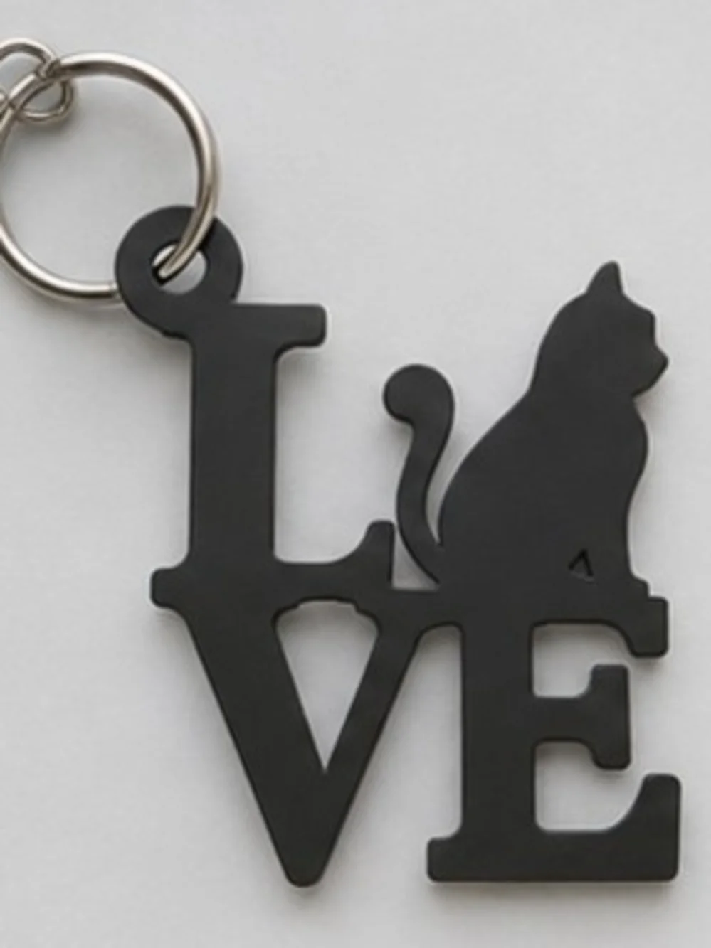 Cat Love Keychain - Black